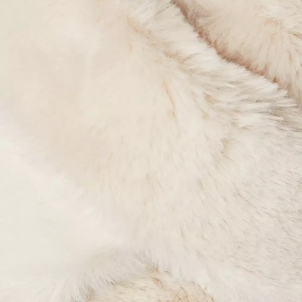 White faux rabbit shoe material swatch