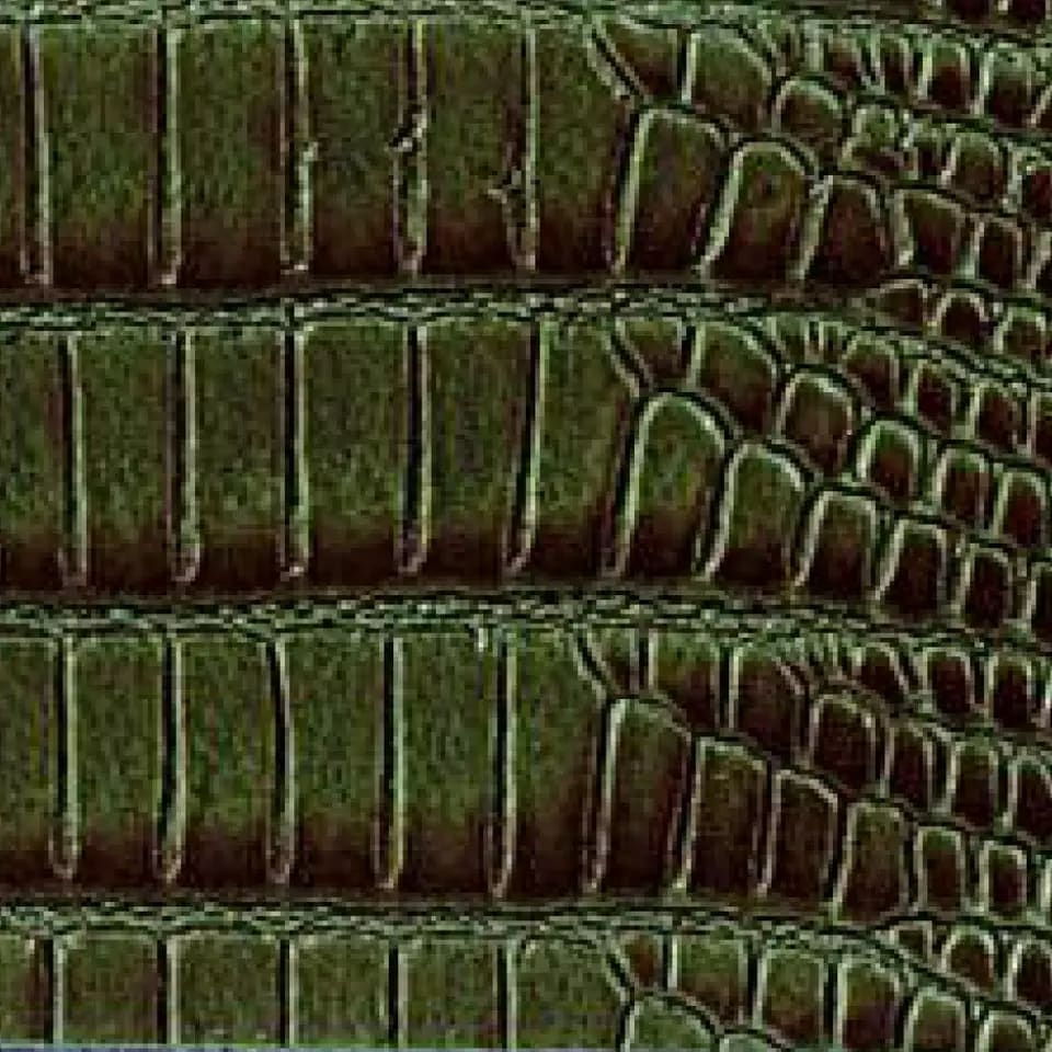 Dark green printed iguana leather shoe material swatch