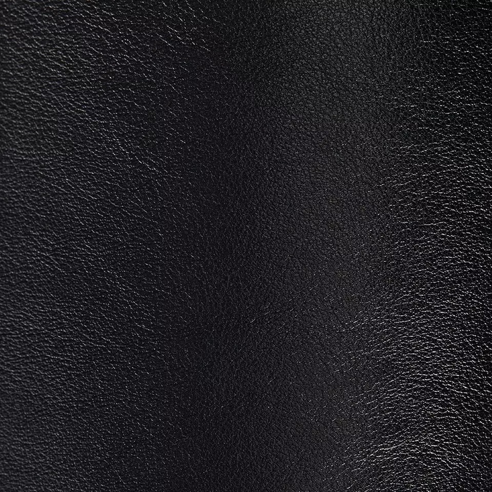 Black smooth calf leather shoe material swatch