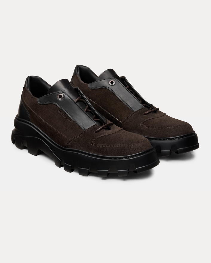 Men’s brown Cedar suede and leather sneaker with a lug sole